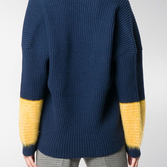 Sportmax Oversize Navy Block Stripe Angora Wool Knitted Sweater Size S - Picture 3 of 8